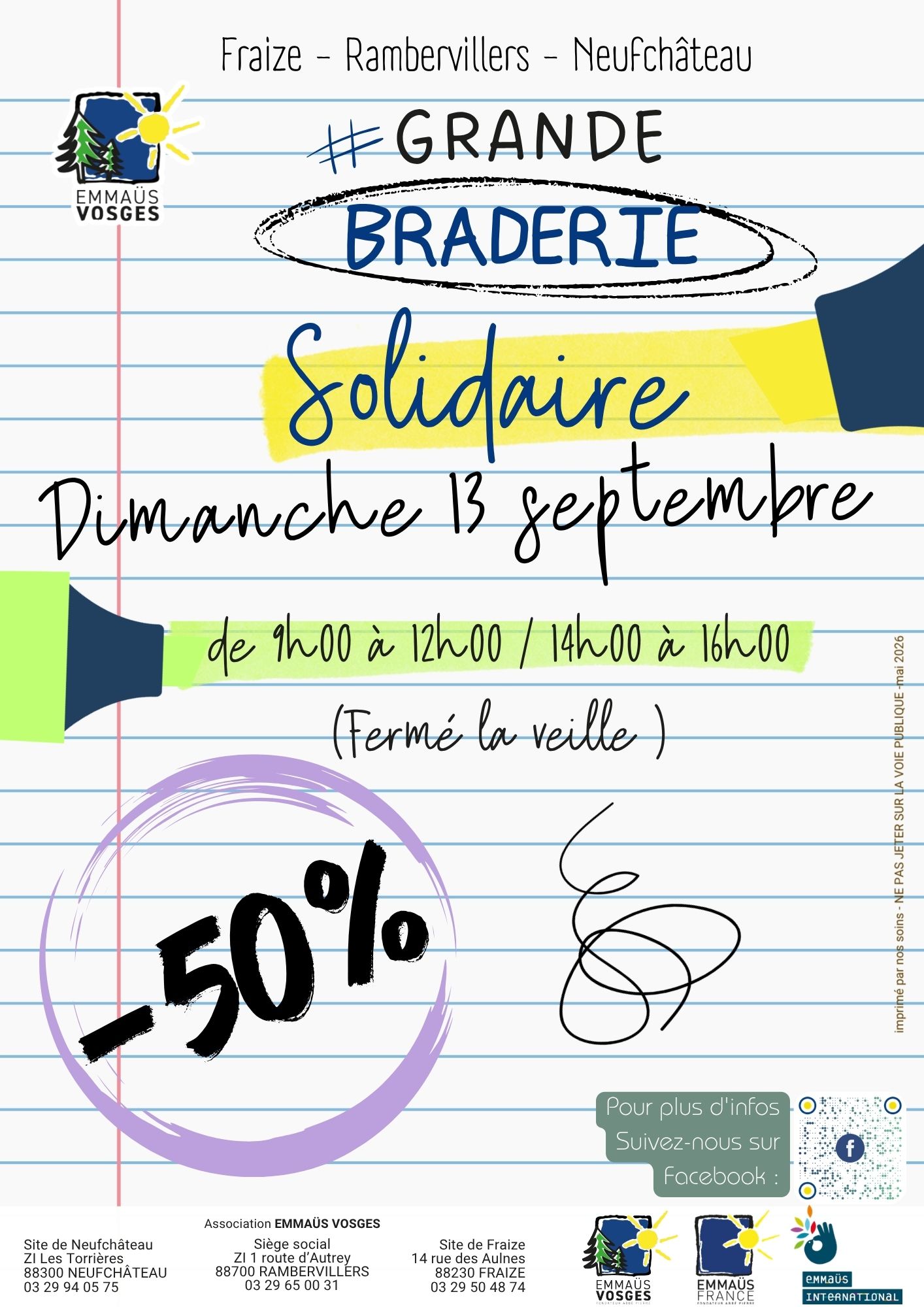 BRADERIE SOLIDAIRE EMMAÜS VOSGES à NEUFCHÂTEAU